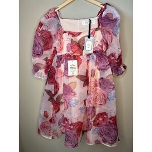 JessaKae Pink Floral Mini Dress NWT